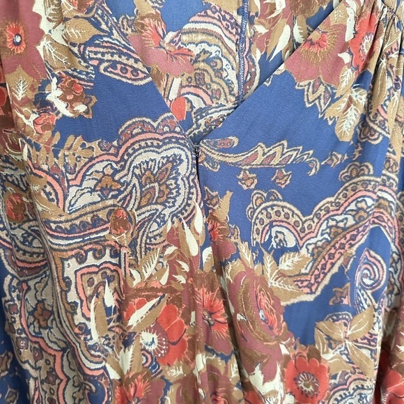 Free People High Plains Tunic Dress Size Small Blue Vintage Floral Print Boho - Picture 8 of 15